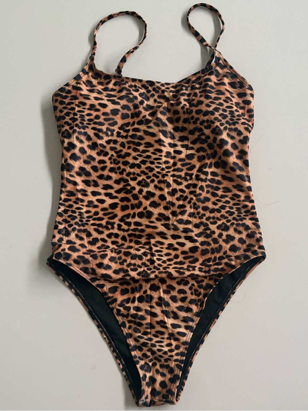 Women Leopard Print One-Piece Swimsuit - Brown/Black